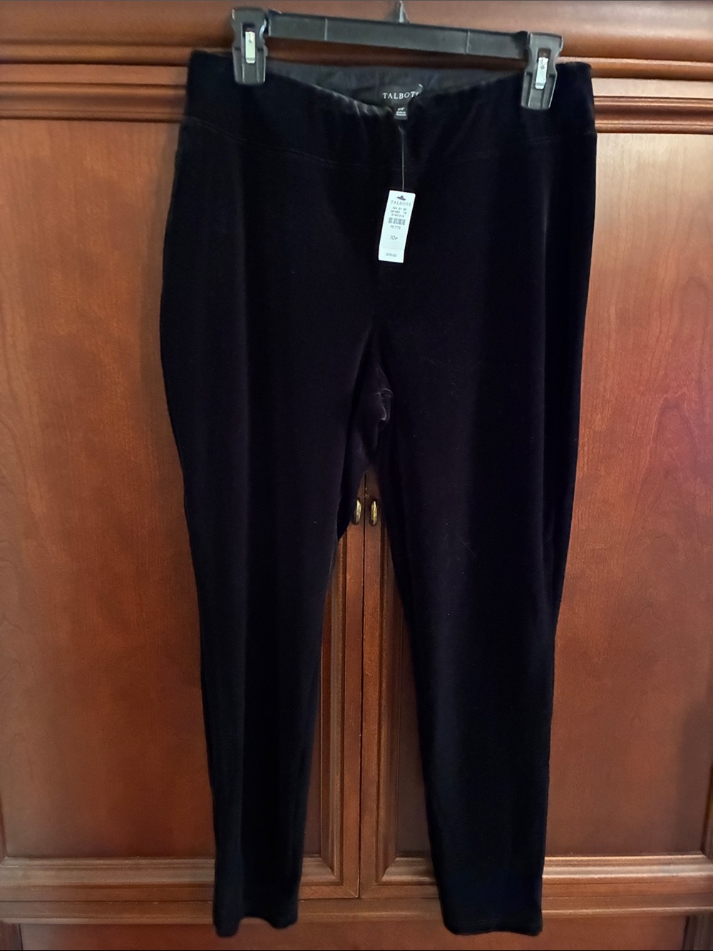 Talbots Black Velvet Leggings with Pull-On Waist